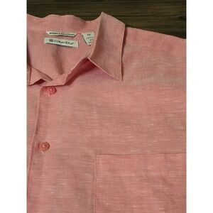 Cubavera Linen Blend Coral Pink‎ Button Short Sleeve Shirt Men's Size 2XL